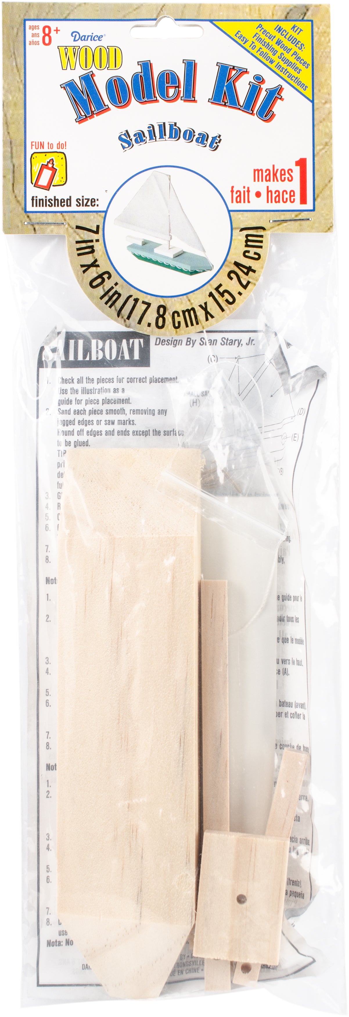 Darice Wood Model Kit - Sailboat 7"X6"