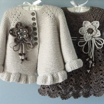 Knit Crochet PATTERN Newborn Baby Girl Clothes Jacket and Dress