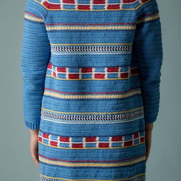 Izma Beach Robe, Cardigan Crochet PATTERN with Colorwork Motifs, Two Video Tutorials Included, UK terms