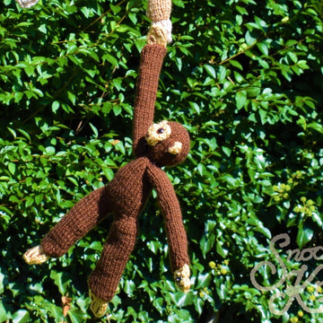 Hanging Monkey Chimpanzee Toy Two Sizes Knitting Pattern Snoo's Knits – Pattern Only