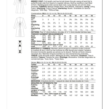 Vogue Sewing Misses' Coat V1903 - Sewing Pattern