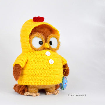 Owls in easter costumes, Easter Owls crochet pattern 3 in 1, English