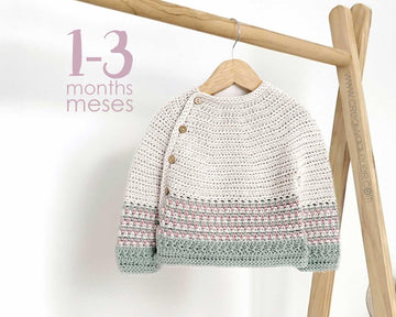 1-3 months- TICA Crochet Sweater / Cardigan
