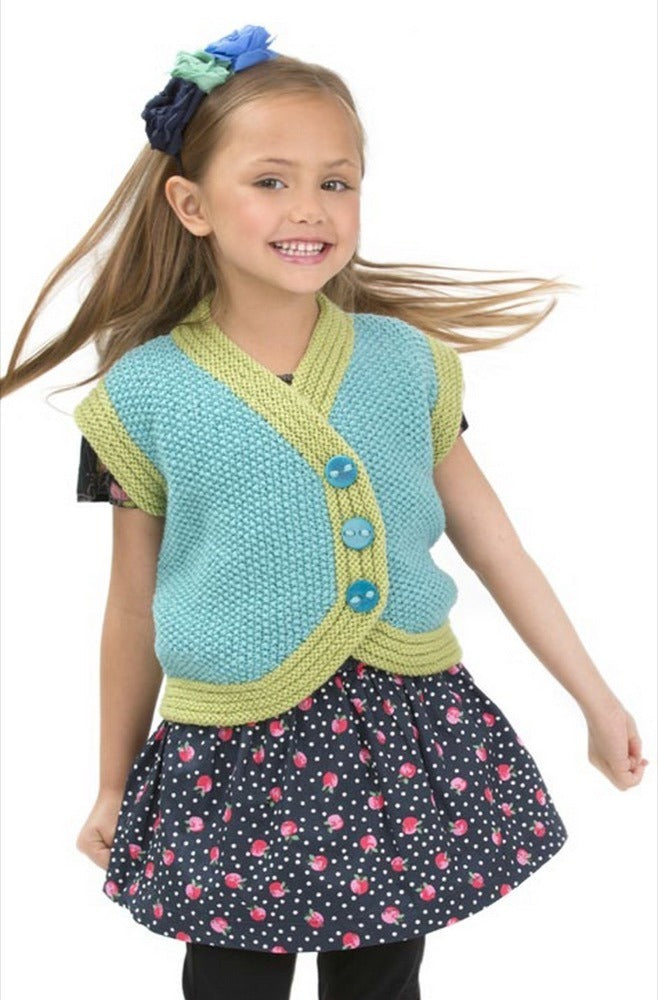 Child's Side Buttoned Vest in Red Heart With Love Solids - LW3239