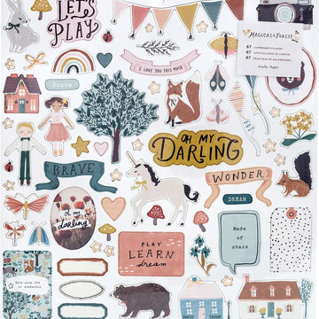 American Crafts Magical Forest Chipboard Stickers 67/Pkg - W/Copper Glitter Accents