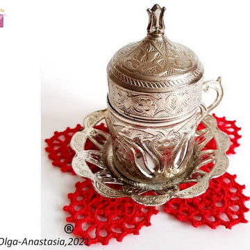Red table doily