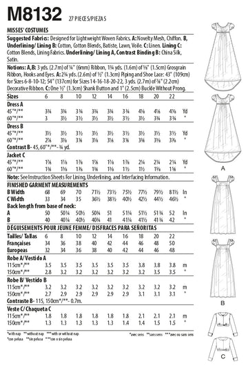 McCall's Misses' Costume M8132 - Sewing Pattern