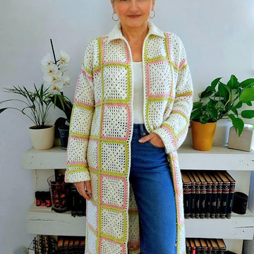 Maxi coat with granny squares