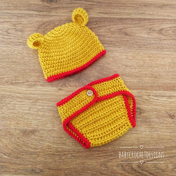 Bear Diaper Cover and Hat Set