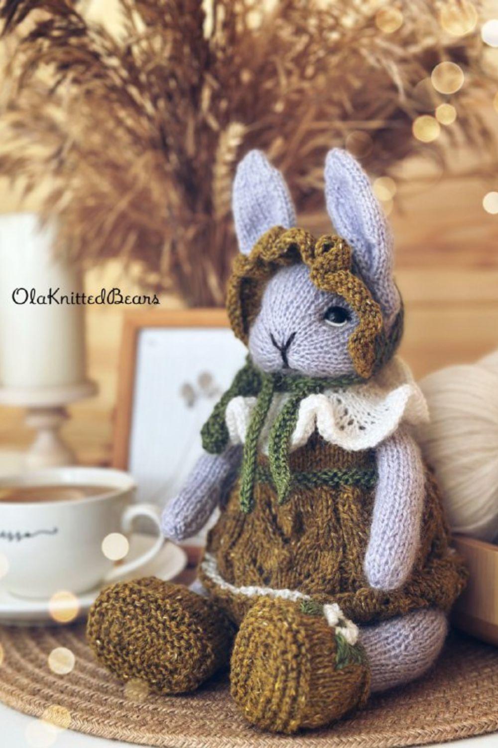 Knitting Toy Clothes Pattern - Snowdrop Outfit for Bunny