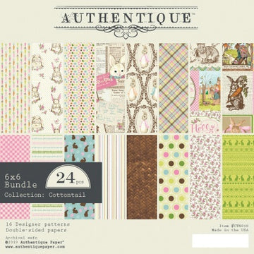 Authentique Paper Authentique Double-Sided Cardstock Pad 6"X6" 24/Pkg - Cottontail