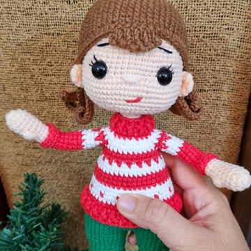 Crochet doll pattern, Amigurumi doll, Christmas Doll