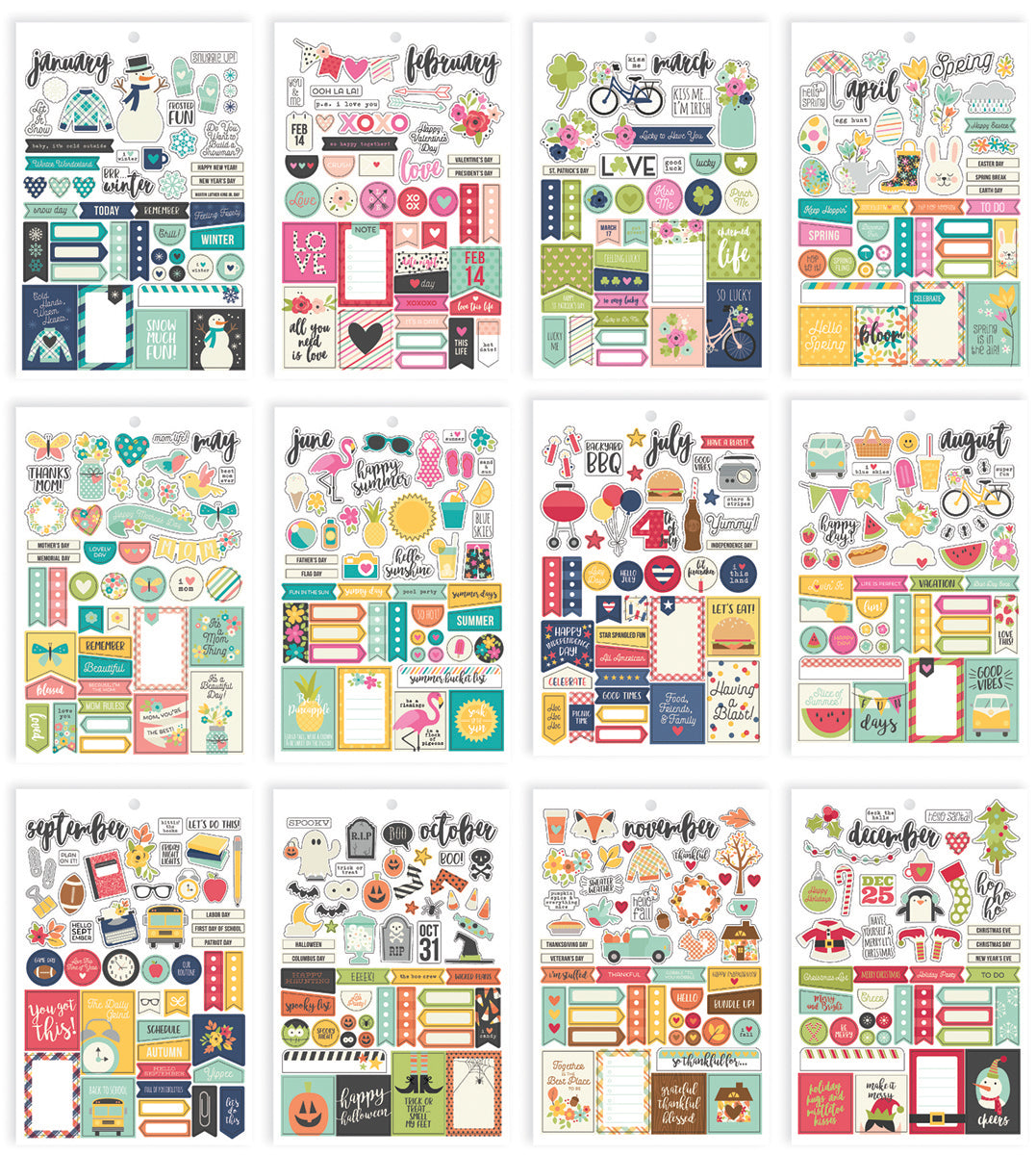 Carpe Diem Planner Essentials A5 Stickers 12/Pkg - Seasons, 543 Stickers
