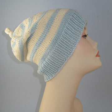 Simple Stripe Topknot Slouch hat