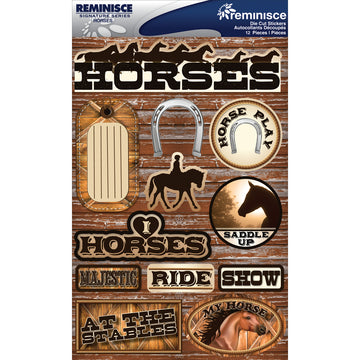 Reminisce Signature Series Dimensional Stickers 4.5"X6" - Horses