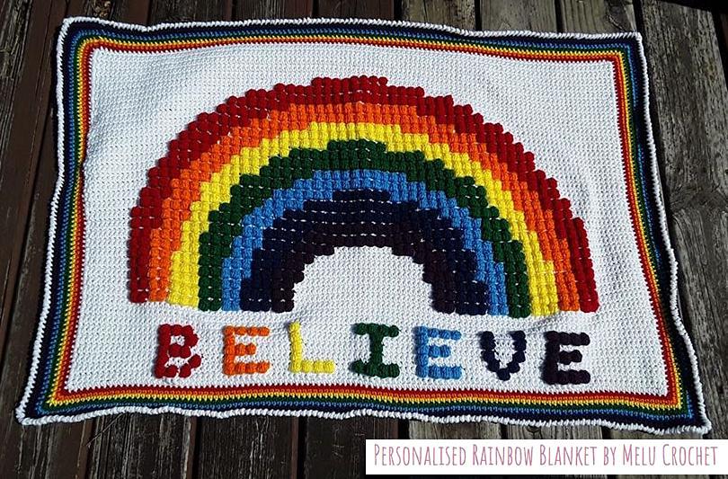Personalised Rainbow blanket