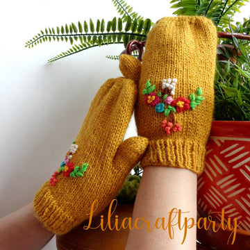 Floral Bouquet Mittens Gloves