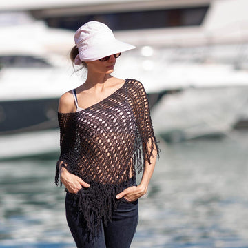 Knitting Pattern Summer Lace Tassels Poncho