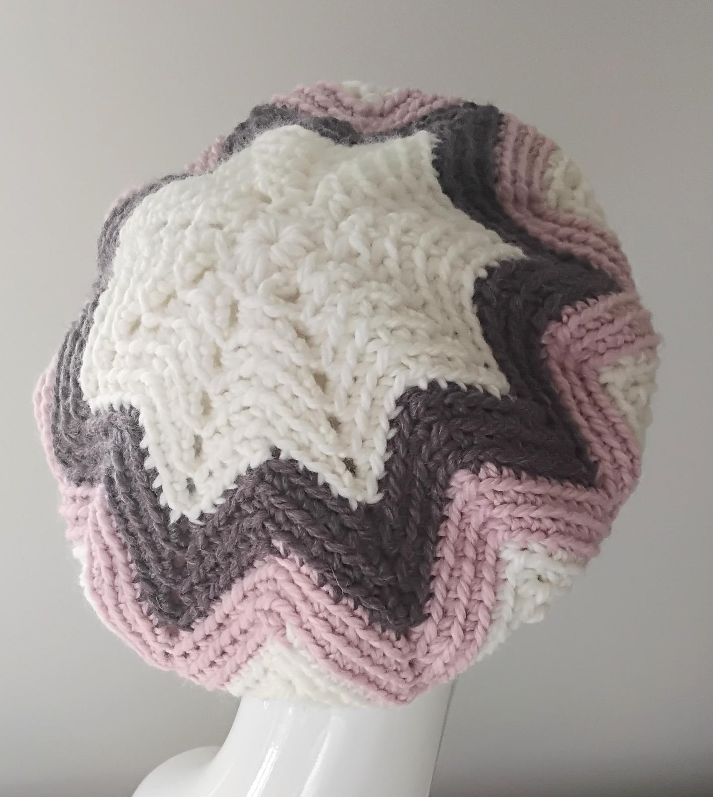 Slouchy Striped Chevron Beret