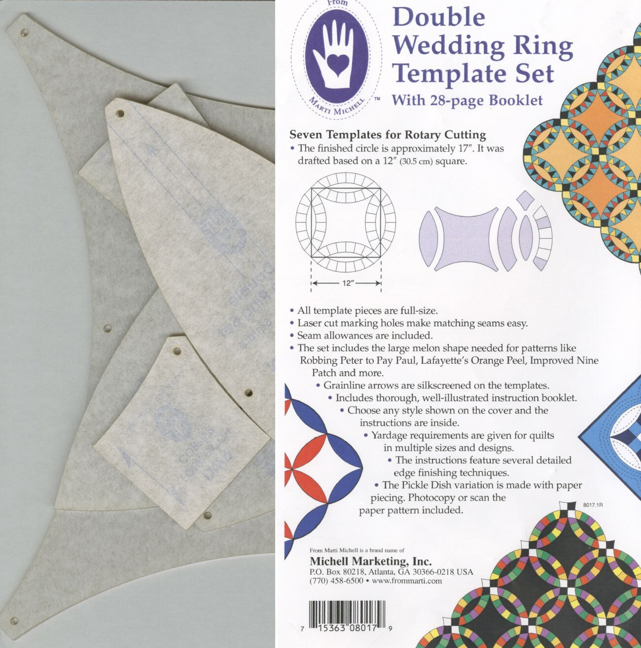Marti Michell Double Wedding Ring 7pc Quilting Template