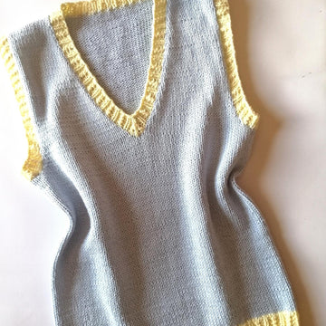 Slipover V neck  with "French rib"