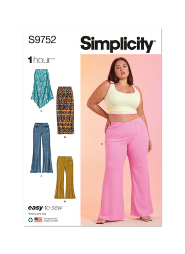 Simplicity Women's Knit Skirts and Pants in Two Lengths S9752 - Sewing Pattern