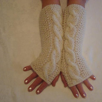 Alpaca Fingerless gloves Mittens Cable Arm Warmers