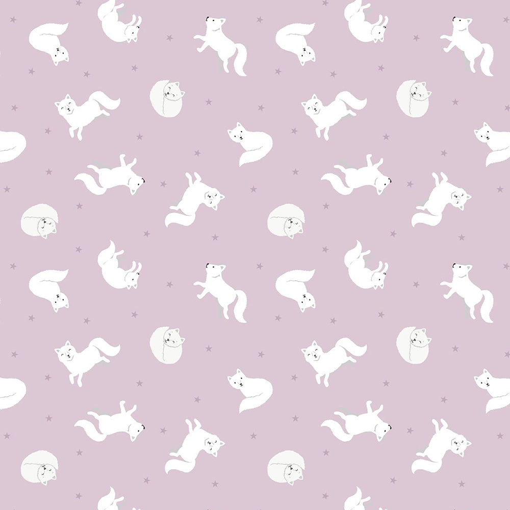 Lewis & Irene Small Things... Polar Animals - Arctic Fox on Winter Pink with Pearl