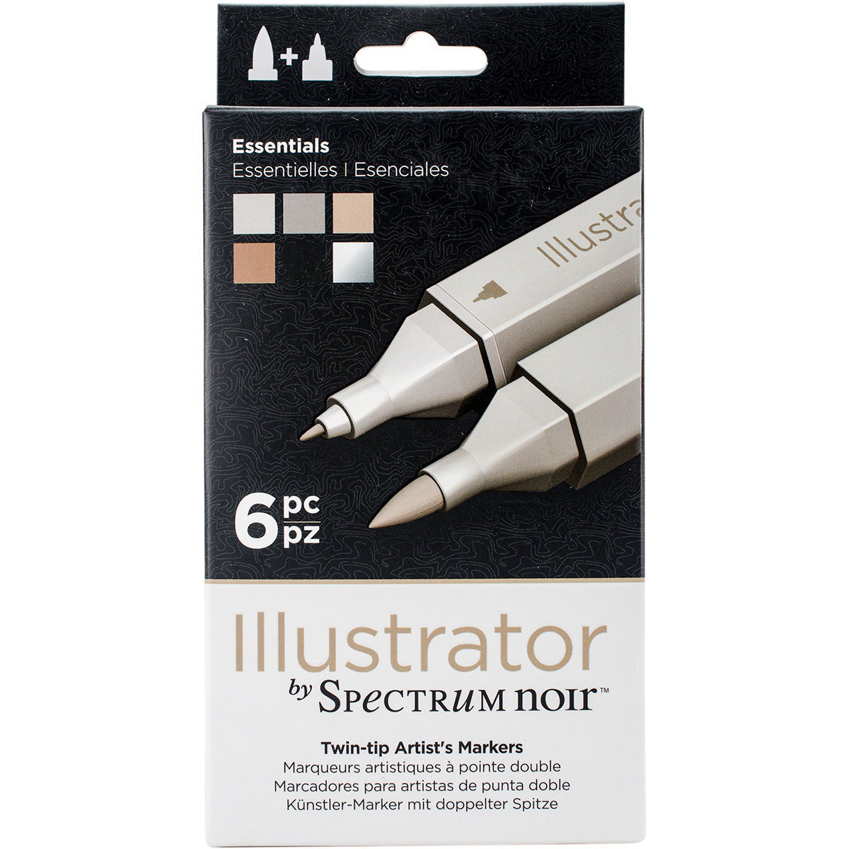 Crafter's Companion Spectrum Noir Illustrator Twin Tip Markers 6/Pkg - Essential