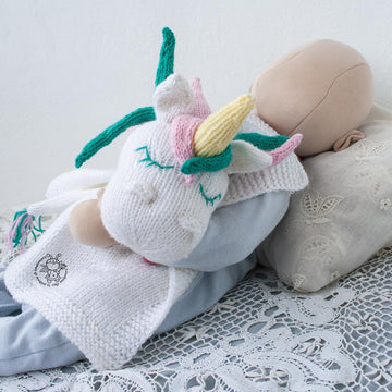 Unicorn Baby Lace Blanket  knitted flat