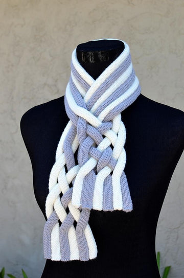 Braided String Scarf ( Keyhole / Ascot / Pull-Through / Stay On Scarf Knitting Pattern )