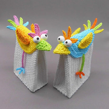 Geschenk-Tüte Gutschein-Tasche Bunter Vogel - einfach aus Wollresten