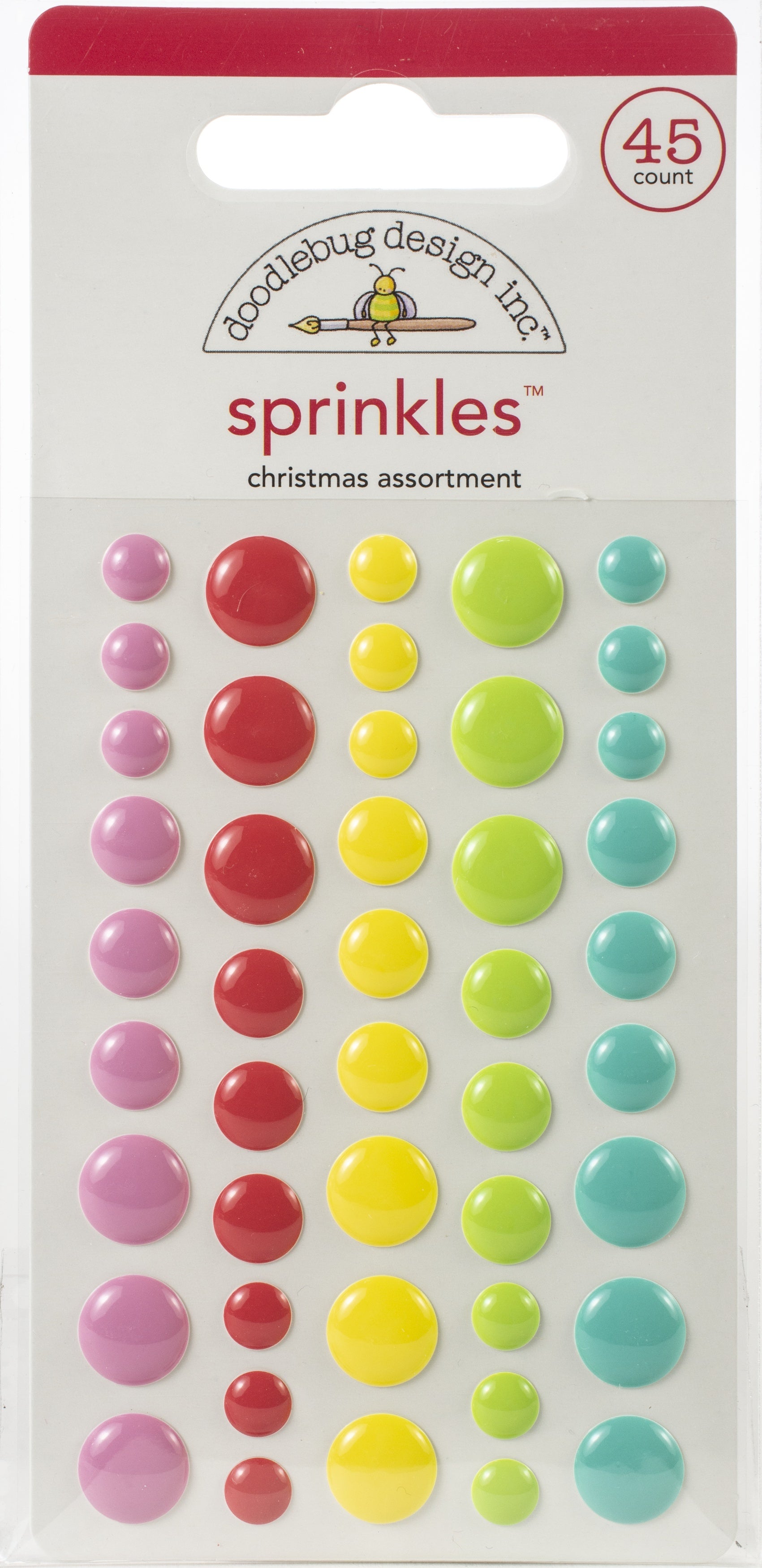 Doodlebug Sprinkles Adhesive Matte Enamel Dots 45/Pkg - Christmas Assortment, Christmas Magic