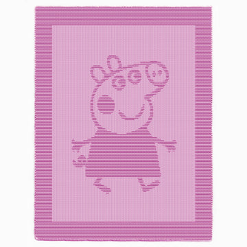Peppa Pig blanket Knitting Pattern, Knit and Purl only, Cute Piggy Cartoon Moovie Character motif