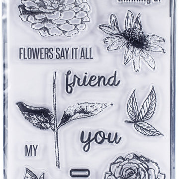 Ranger Wendy Vecchi Make Art Stamp, Die & Stencil Set - Flowers Say It All