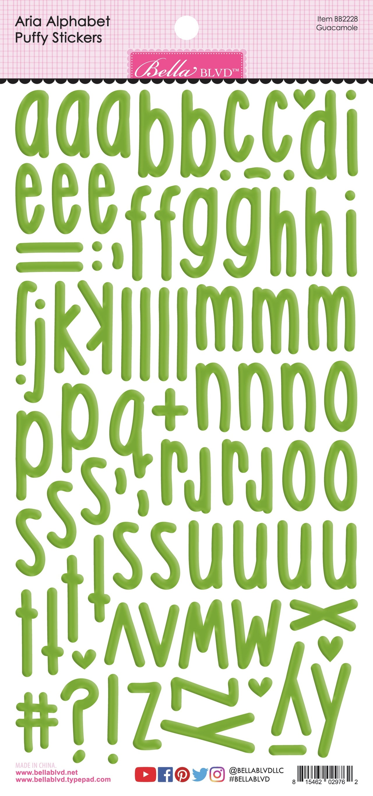 Doodlebug Aria Alpha Puffy Stickers - Gaucamole