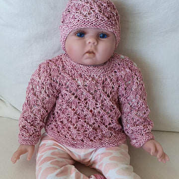 Jewel - Babies diamond lace sweater and beanie