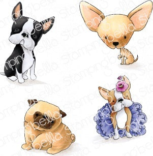 Stamping Bella Cling Stamps - Bostons, Pug & Chihuahua