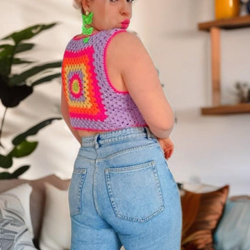 Granny Square Crochet Crop Top