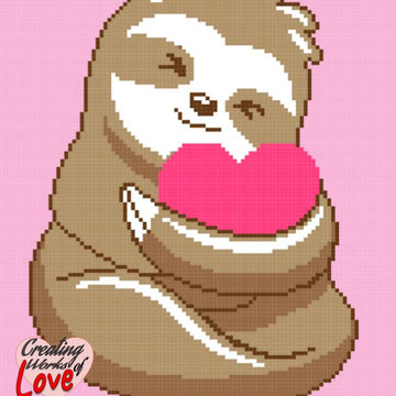 Sloth Hugging Heart Stitch Graph