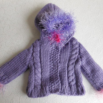 Faux Fur Hooded jacket, PDF Doll clothes knitting pattern, fits Amaerican Girl Doll and 18 inch dolls