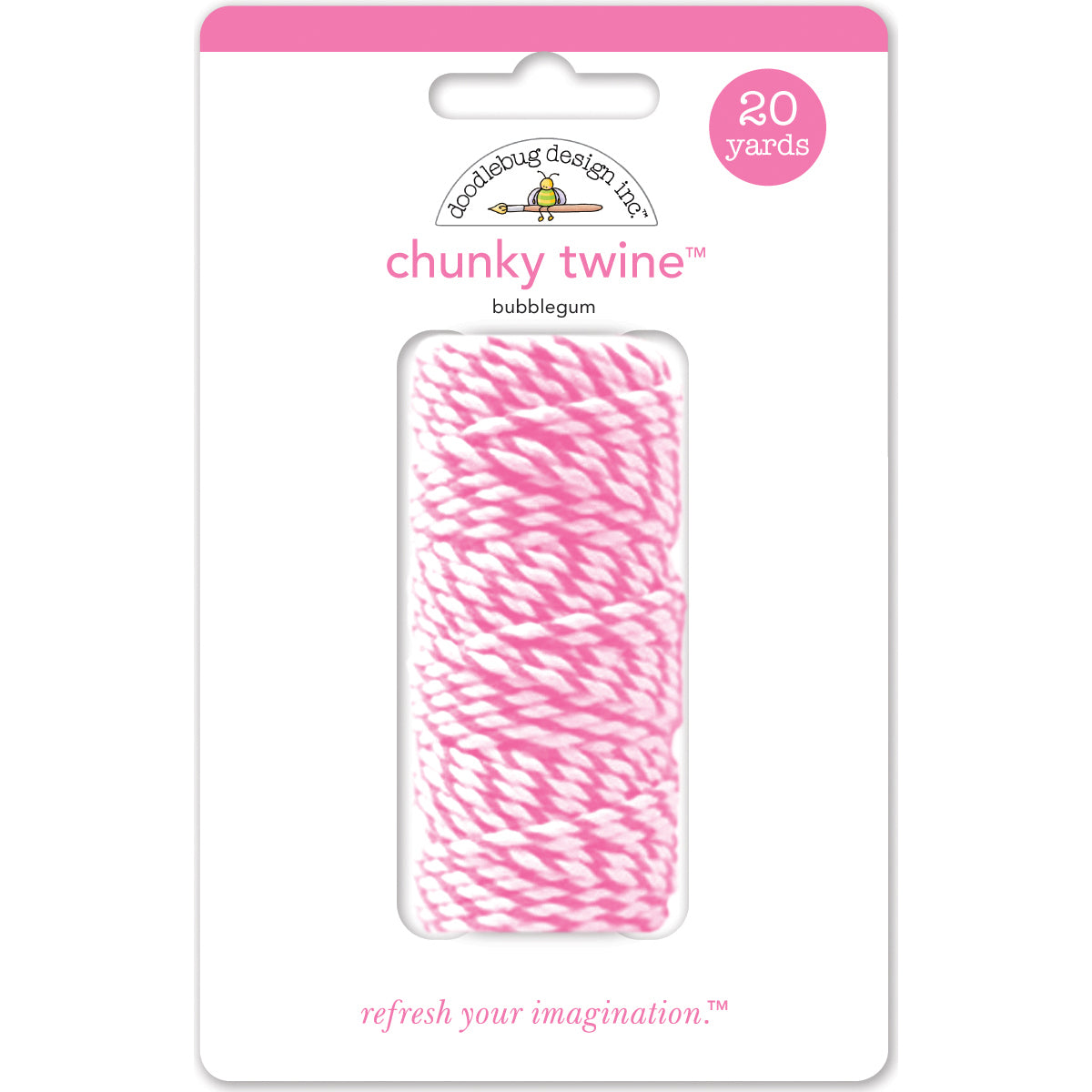 Doodlebug Monochromatic Chunky Twine 20yd - Bubblegum