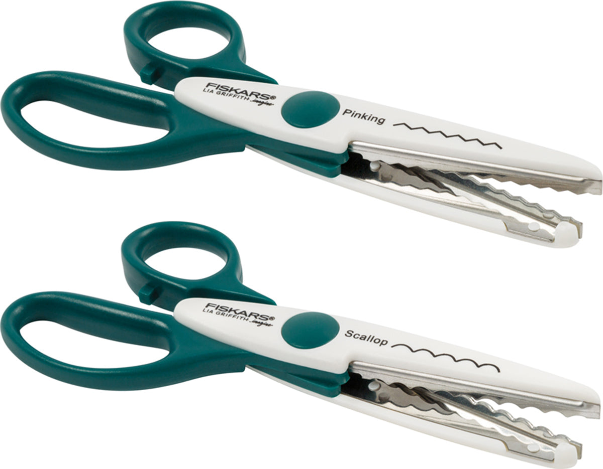 Fiskars Lia Griffith Pinking Scallop Edgers 2/Pkg - White/Teal