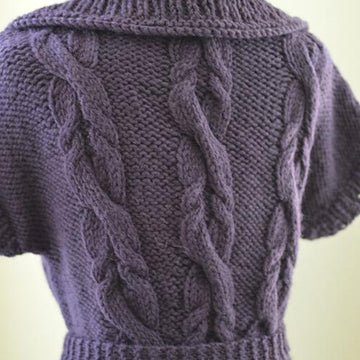 #118 Fitted Cabled Shawl-Collared Vest