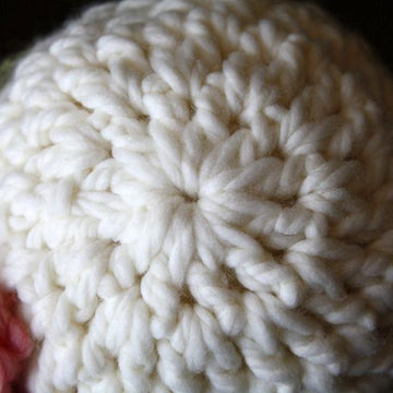 Bulky Crochet Knit Hat with Flower