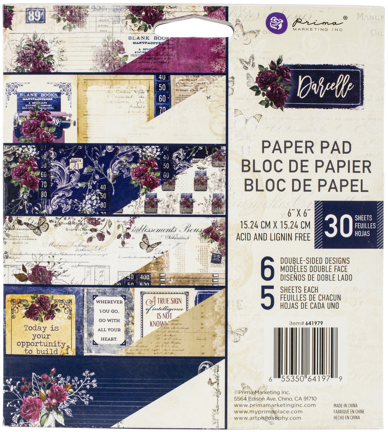 Prima Marketing Double-Sided Paper Pad 6"X6" 30/Pkg - Darcelle, 6 Designs/5 Each