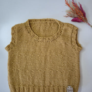 Sleeveless Gold Baby Jumper (PDF): 3, 6, 12 Months,