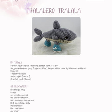 Tralalero Tralala Amigurumi Pattern – Available in English & Portuguese
