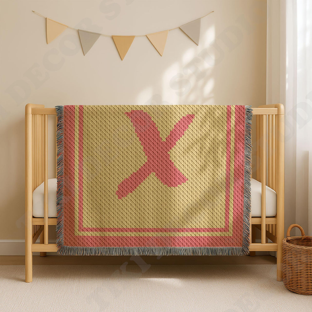 Letter X Name C2C crochet baby blanket | 2 colors design