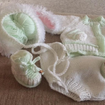Bunny Outfit Cardi, Bonnet, Pants and Booties 0-6mths